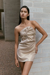 Annette Linen Mini Dress - Gold