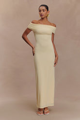 Imogen Off Shoulder Slinky Maxi Dress - Lemon