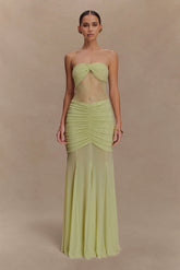 Khadijah Lace And Mesh Maxi Dress - Sage