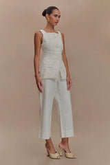 Kaitlyn Cropped Wide Leg Jeans - White
