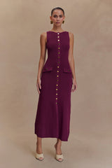 Sawyer Sleeveless Buttoned Maxi Dress - Plum