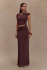 Haven Slinky Twist Midi Skirt - Chocolate