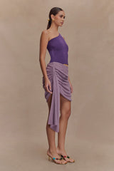 Cali Drape Skirt Knit Mini Dress - Purple