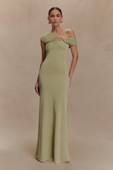 Ashford Asymmetrical Slinky Maxi Dress - Sage