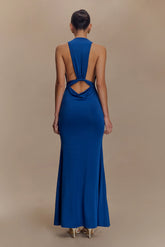 Elke Slinky V Neck Maxi Dress - Cobalt