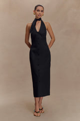 Simona Halter Neck Midi Dress - Black
