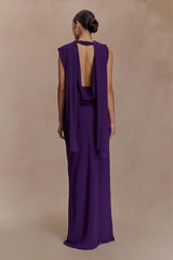 Giulia Chiffon Draped Maxi Dress - Purple