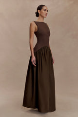 Acacia Contrast Sleeveless Maxi Dress - Chocolate