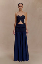 Tully Chiffon Denim Maxi Skirt - Indigo Blue