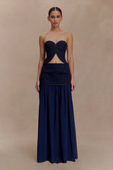 Tully Chiffon Denim Maxi Skirt - Indigo Blue