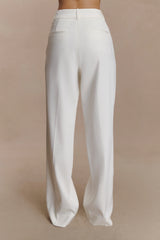 Fatima Satin Straight Leg Pant - White