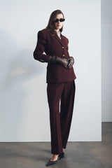 Penelope Pleated High Waisted Pants - Mahogany