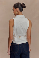 Selene Sleeveless Halter Shirt - White