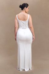 Elsie Pearl Beaded Bustier Top - White