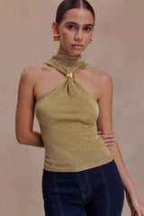 Nikki Lurex Top With Hardware - Gold