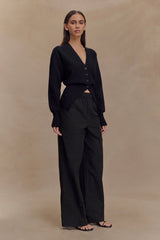 Alexia Buttoned Oversized Cardigan - Black