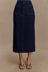 Fallon Denim Midi Skirt - Indigo Blue