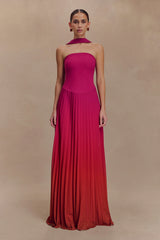 Caira Chiffon Scarf Maxi Dress - Ombre Dark Pink