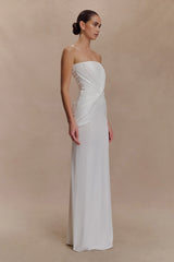 Mirren Strapless Slinky Maxi Dress - White