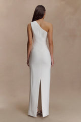 Milena One Shoulder Crepe Maxi Dress - White