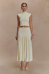 Romaine Bandage Knit Midi Skirt - Ivory