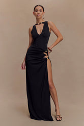 Kaiden Slinky Beaded Maxi Dress - Black