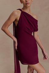 Daisie Chiffon Mini Dress - Wine