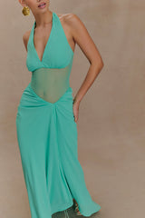 Jonna Chiffon And Mesh Maxi Dress - Lagoon