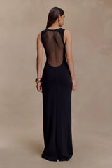 Marlon Crepe And Mesh Maxi Dress - Black