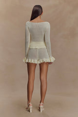Eleanor Knit Frill Shorts - White