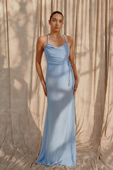 Elaine Chiffon Beaded Maxi Dress - Sky Blue