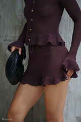 Eleanor Knit Frill Shorts - Chocolate
