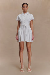 Aysha Buttoned Linen Mini Dress - White