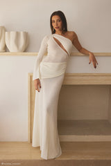 Alexius One Shoulder Knit Maxi Dress - Ivory