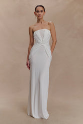 Mirren Strapless Slinky Maxi Dress - White