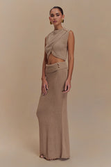 Sloane Overlay Knit Top - Latte