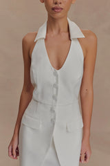 Ruth Cotton Halter Mini Dress - Ivory