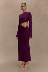 Azariah Long Sleeve Knit Midi Dress - Plum