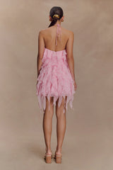 Marigold Ruffle Halter Mini Dress - Powder Pink