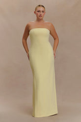 Kalila Strapless Crepe Maxi Dress - Lemon