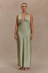 Alice Satin Halter Maxi Dress - Sage