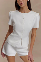 Anne Satin Mini Short - White