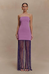 Koah Fringe Bandage Knit Maxi Dress - Purple