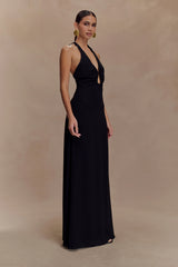Malakhai Chiffon Halter Maxi Dress - Black