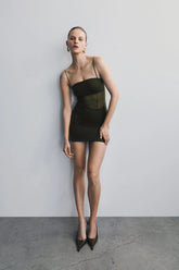 Maryk Mesh Mini Dress - Khaki