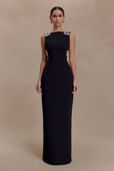 Lorde Embellished Crepe Maxi Dress - Black