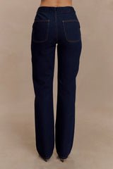 Remington V Front Straight Leg Jeans - Indigo Blue