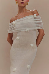 Brynn Orchid Knit Maxi Dress - Ivory