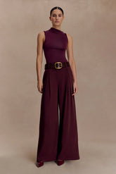 Hadleigh Sleeveless Slinky Top - Burgundy