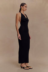 Ayella Cowl Knit Maxi Dress - Black